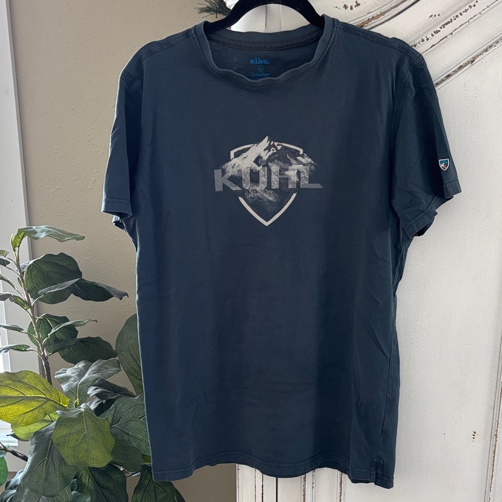Kuhl Wildfibre Mens L Gray Organic Cotton Mountain Graphic T-Shirt Short Sleeve